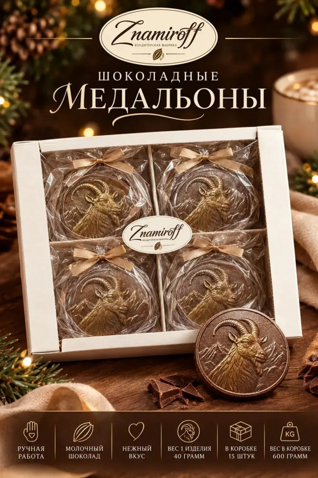  Фигурный шоколад Медальоны Козлики(15шт по 40г) в Горно-Алтайске