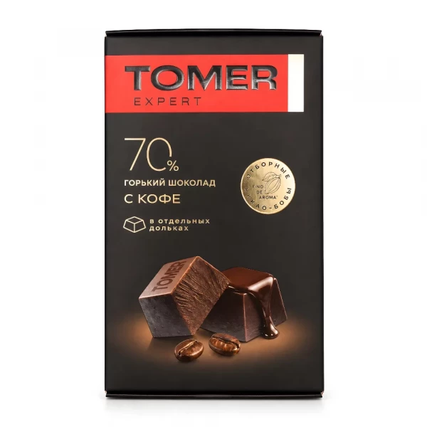 №1 Фабрика Томер  Горький (70%) шоколад с КОФЕ, 90г  в Горно-Алтайске